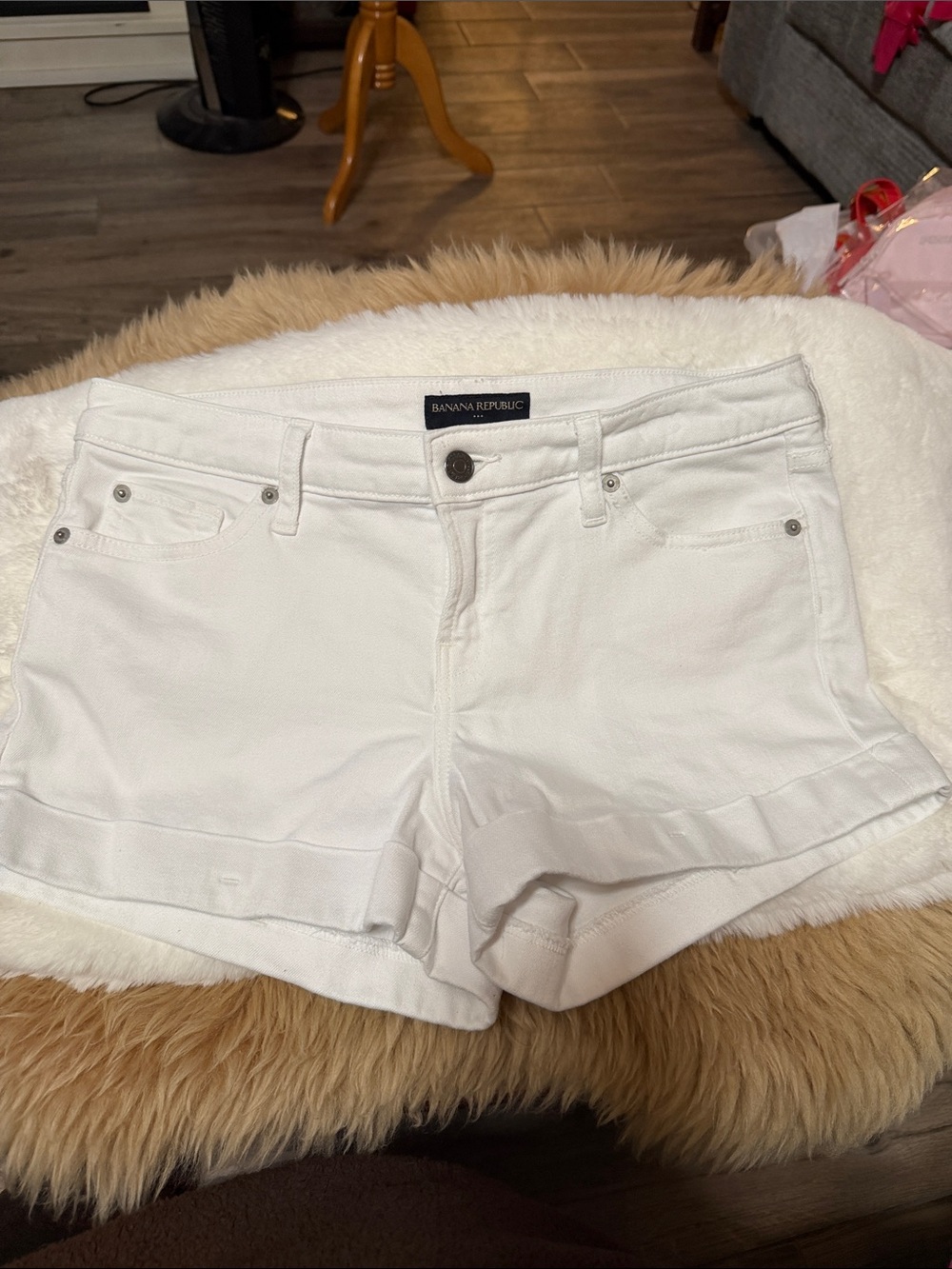 Banana Republic White Denim Shorts, Size 10, EUC
